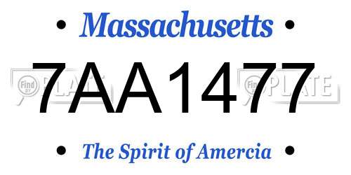7AA1477 Massachusetts License Plate