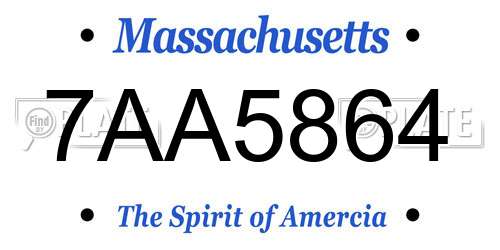 7AA5864 Massachusetts License Plate