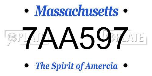 7AA597 Massachusetts License Plate