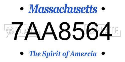 7AA8564 Massachusetts License Plate