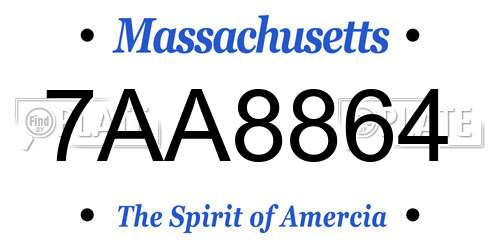 7AA8864 Massachusetts License Plate