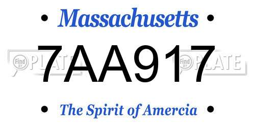 7AA917 Massachusetts License Plate