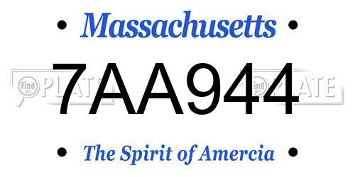 7AA944 Massachusetts License Plate