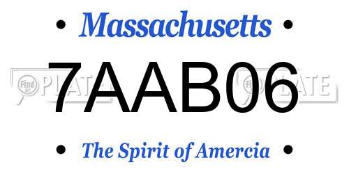 7AAB06 Massachusetts License Plate