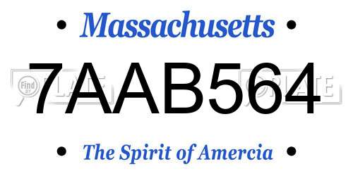 7AAB564 Massachusetts License Plate