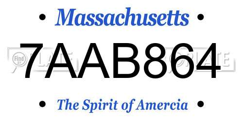 7AAB864 Massachusetts License Plate