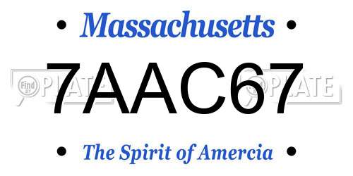 7AAC67 Massachusetts License Plate
