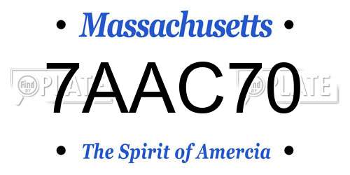 7AAC70 Massachusetts License Plate