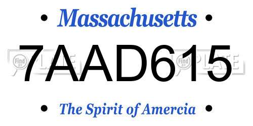 7AAD615 Massachusetts License Plate
