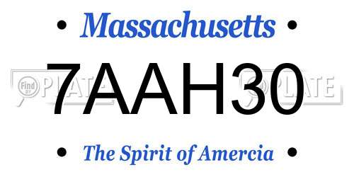 7AAH30 Massachusetts License Plate