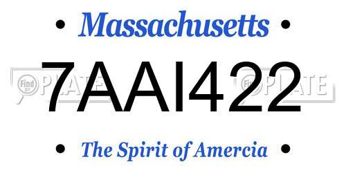 7AAI422 Massachusetts License Plate