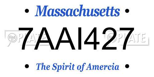 7AAI427 Massachusetts License Plate