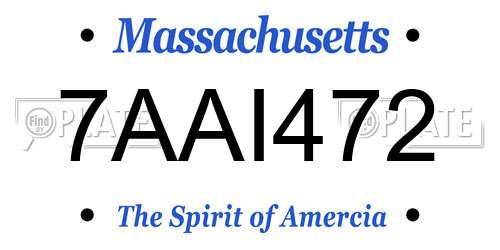 7AAI472 Massachusetts License Plate