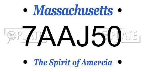 7AAJ50 Massachusetts License Plate