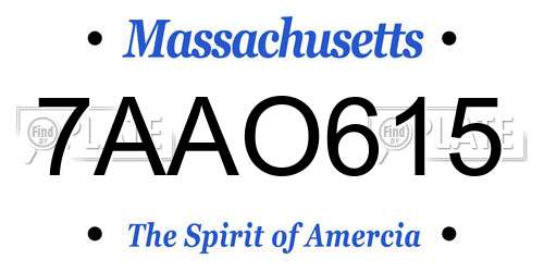 7AAO615 Massachusetts License Plate