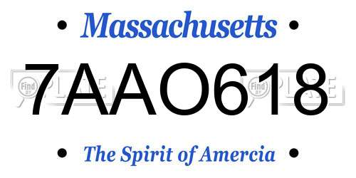 7AAO618 Massachusetts License Plate