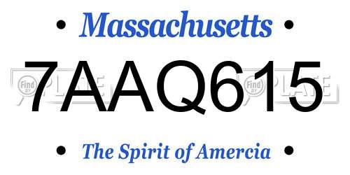 7AAQ615 Massachusetts License Plate