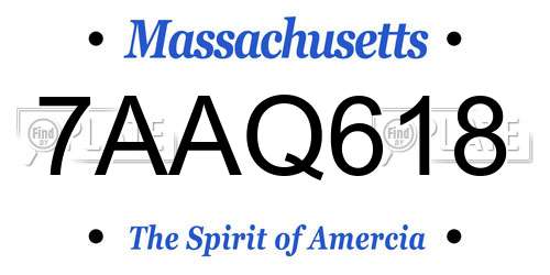 7AAQ618 Massachusetts License Plate