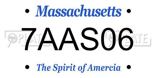 7AAS06 Massachusetts License Plate
