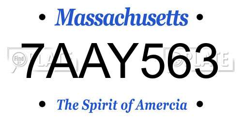 7AAY563 Massachusetts License Plate