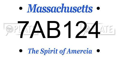 7AB124 Massachusetts License Plate