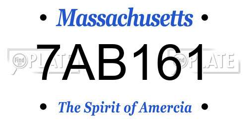 7AB161 Massachusetts License Plate