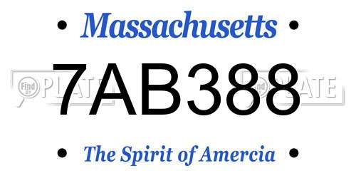 7AB388 Massachusetts License Plate