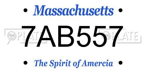 7AB557 Massachusetts License Plate