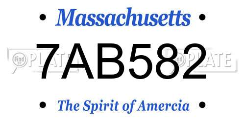 7AB582 Massachusetts License Plate