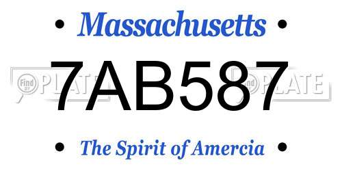 7AB587 Massachusetts License Plate