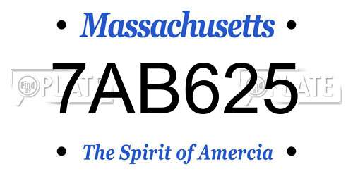7AB625 Massachusetts License Plate
