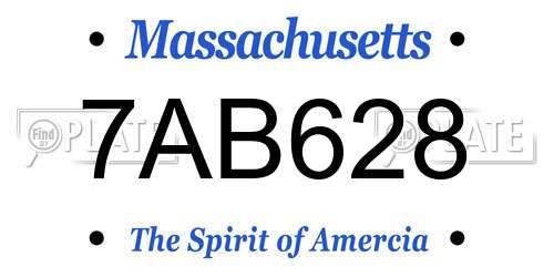 7AB628 Massachusetts License Plate