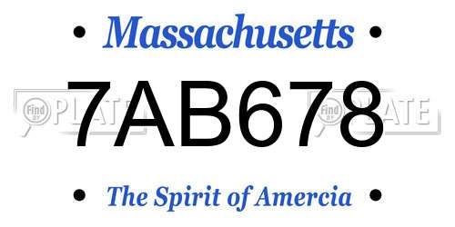 7AB678 Massachusetts License Plate