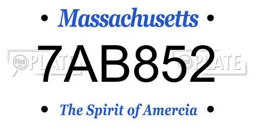 7AB852 Massachusetts License Plate