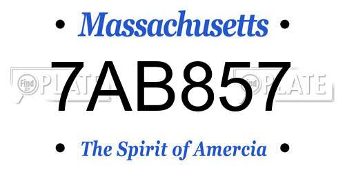 7AB857 Massachusetts License Plate