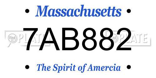 7AB882 Massachusetts License Plate