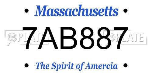 7AB887 Massachusetts License Plate