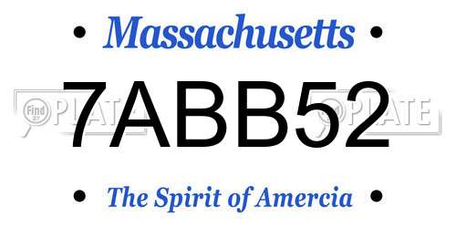 7ABB52 Massachusetts License Plate