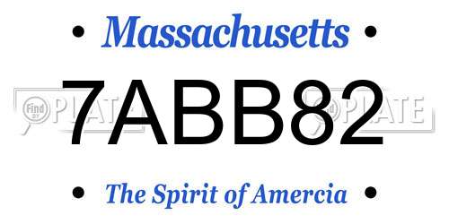 7ABB82 Massachusetts License Plate