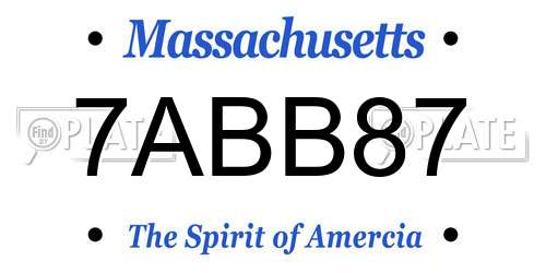 7ABB87 Massachusetts License Plate