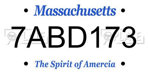 7ABD173 Massachusetts License Plate