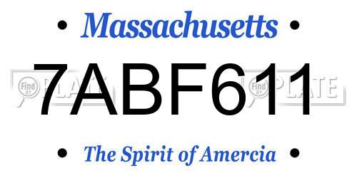 7ABF611 Massachusetts License Plate
