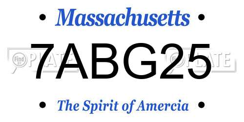 7ABG25 Massachusetts License Plate
