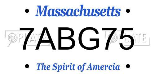 7ABG75 Massachusetts License Plate