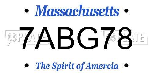 7ABG78 Massachusetts License Plate