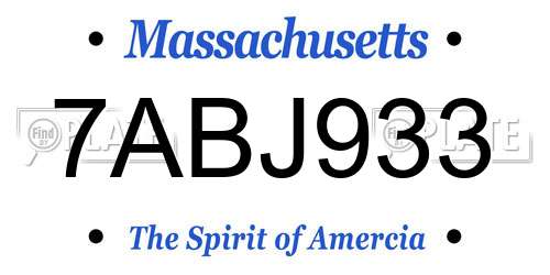 7ABJ933 Massachusetts License Plate