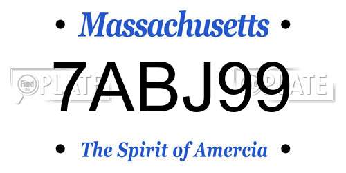 7ABJ99 Massachusetts License Plate