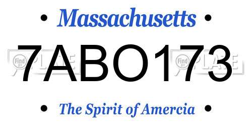 7ABO173 Massachusetts License Plate