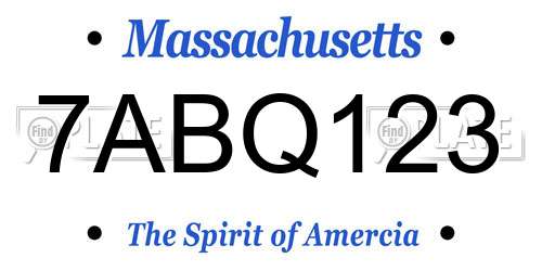 7ABQ123 Massachusetts License Plate