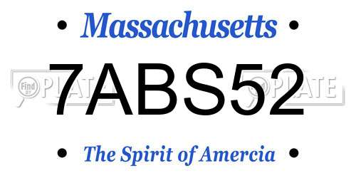 7ABS52 Massachusetts License Plate